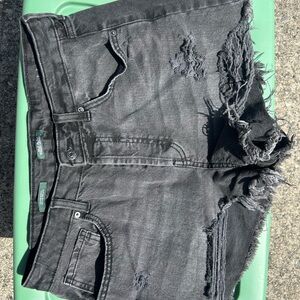 Distressed Black Denim Shorts 10